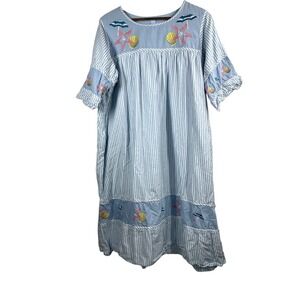 Only Necessities Dress Womens 1X Plus Blue  Coastal  starfish‎